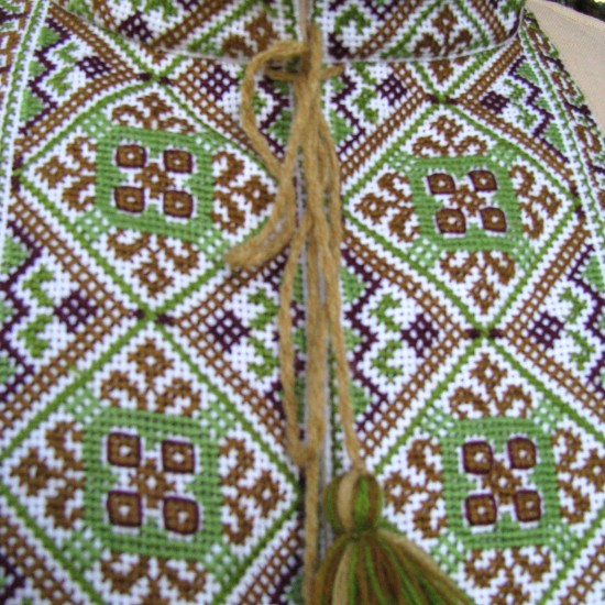 Ukrainian hand embroidered shirt for men Beige green linen shirt Colorful ethnic cross stitch embroidery Slavic costume Christmas gift Ukrainian hand embroidered shirt for men Beige green linen shirt Colorful ethnic cross stitch embroidery Slavic costume Christmas gift