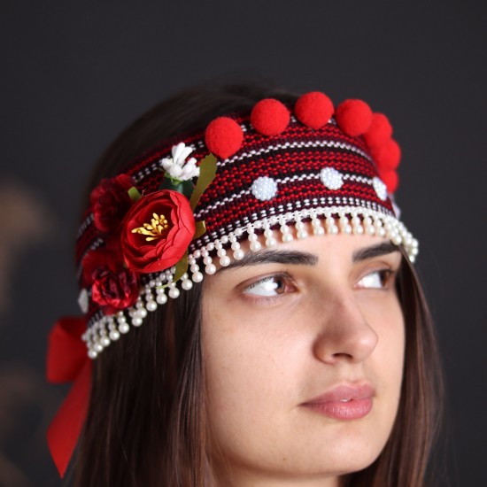 Ukrainian headband for women Colorful ethnic head crown with flowers & beige pom poms Traditional folk head wreath Easter gift Ukrainian headband for women Colorful ethnic head crown with flowers & beige pom poms Traditional folk head wreath Easter gift