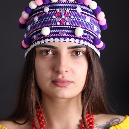 Ukrainian headband for women Colorful ethnic head crown with flowers & beige pom poms Traditional folk head wreath Easter gift Ukrainian headband for women Colorful ethnic head crown with flowers & beige pom poms Traditional folk head wreath Easter gift