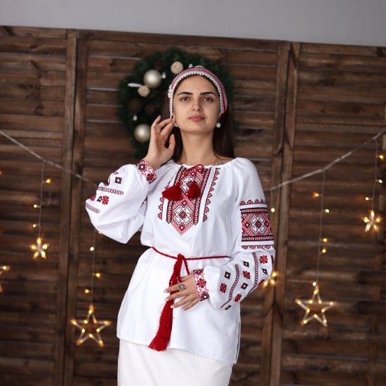 Ukrainian embroidered blouse for women Slavic red black embroidery White ethnic wedding costume Folk outfit for lady Easter gift Ukrainian embroidered blouse for women Slavic red black embroidery White ethnic wedding costume Folk outfit for lady Easter gift