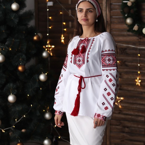 Ukrainian embroidered blouse for women Slavic red black embroidery White ethnic wedding costume Folk outfit for lady Easter gift Ukrainian embroidered blouse for women Slavic red black embroidery White ethnic wedding costume Folk outfit for lady Easter gift