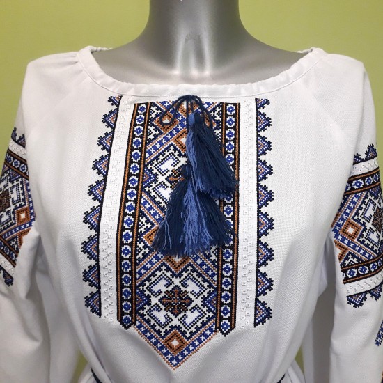 Ukrainian embroidered blouse for women Slavic blue & olive embroidery White ethnic wedding costume Folk outfit for lady Easter gift Ukrainian embroidered blouse for women Slavic blue & olive embroidery White ethnic wedding costume Folk outfit for lady Easter gift