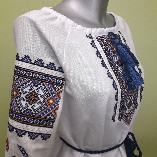 Ukrainian embroidered blouse for women Slavic blue & olive embroidery White ethnic wedding costume Folk outfit for lady Easter gift Ukrainian embroidered blouse for women Slavic blue & olive embroidery White ethnic wedding costume Folk outfit for lady Easter gift