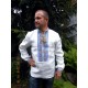 Ukrainian hand embroidered linen shirt for men Ethnic cross stitch blue yellow embroidery White slavic wedding costume Easter gift Ukrainian hand embroidered linen shirt for men Ethnic cross stitch blue yellow embroidery White slavic wedding costume Easter gift