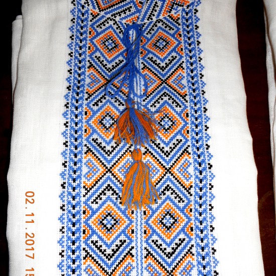 Ukrainian hand embroidered linen shirt for men Ethnic cross stitch blue yellow embroidery White slavic wedding costume Easter gift Ukrainian hand embroidered linen shirt for men Ethnic cross stitch blue yellow embroidery White slavic wedding costume Easter gift