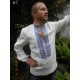 Ukrainian hand embroidered linen shirt for men Ethnic cross stitch blue yellow embroidery White slavic wedding costume Easter gift Ukrainian hand embroidered linen shirt for men Ethnic cross stitch blue yellow embroidery White slavic wedding costume Easter gift