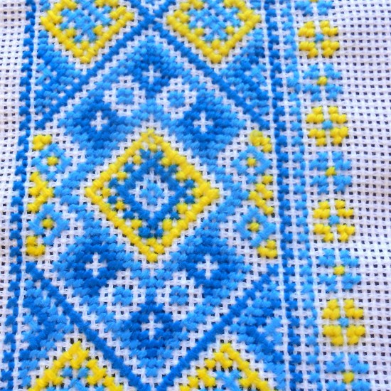 Ukrainian hand embroidered linen shirt for men Ethnic cross stitch blue yellow embroidery White slavic wedding costume Easter gift Ukrainian hand embroidered linen shirt for men Ethnic cross stitch blue yellow embroidery White slavic wedding costume Easter gift
