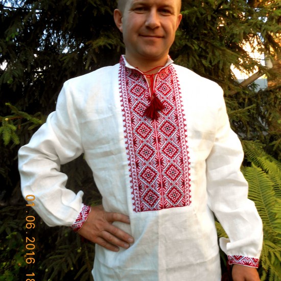 Ukrainian hand embroidered shirt for men White organic linen wedding costume Slavic red cross stitch embroidery Ethnic Christmas gift Ukrainian hand embroidered shirt for men White organic linen wedding costume Slavic red cross stitch embroidery Ethnic Christmas gift