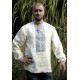Hand embroidered organic cotton shirt for men Ethnic Ukrainian cross stitch Blue yellow embroidery White Cossack shirt Christmas gift Hand embroidered organic cotton shirt for men Ethnic Ukrainian cross stitch Blue yellow embroidery White Cossack shirt Christmas gift