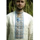 Hand embroidered organic cotton shirt for men Ethnic Ukrainian cross stitch Blue yellow embroidery White Cossack shirt Christmas gift Hand embroidered organic cotton shirt for men Ethnic Ukrainian cross stitch Blue yellow embroidery White Cossack shirt Christmas gift