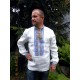 Hand embroidered organic cotton shirt for men Ethnic Ukrainian cross stitch Blue yellow embroidery White Cossack shirt Christmas gift Hand embroidered organic cotton shirt for men Ethnic Ukrainian cross stitch Blue yellow embroidery White Cossack shirt Christmas gift