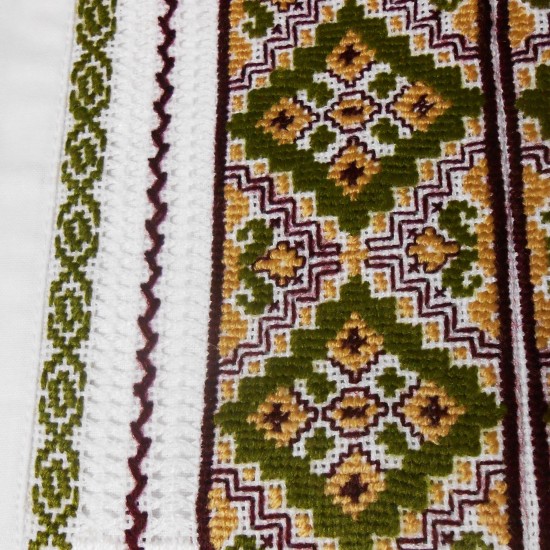 Ukrainian hand embroidered linen shirt Vyshivanka Slavic chartreuse beige cross stitch embroidery Folk wedding costume Christmas gift Ukrainian hand embroidered linen shirt Vyshivanka Slavic chartreuse beige cross stitch embroidery Folk wedding costume Christmas gift