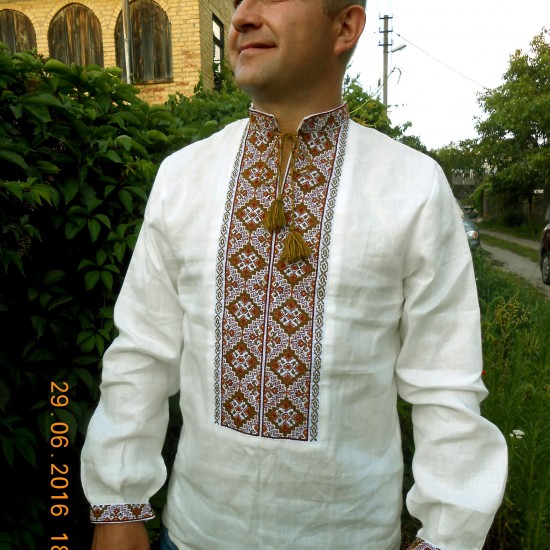 Ukrainian hand embroidered linen shirt Vyshivanka Slavic chartreuse beige cross stitch embroidery Folk wedding costume Christmas gift Ukrainian hand embroidered linen shirt Vyshivanka Slavic chartreuse beige cross stitch embroidery Folk wedding costume Christmas gift