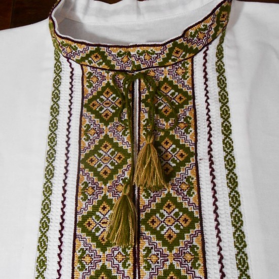 Ukrainian hand embroidered linen shirt Vyshivanka Slavic chartreuse beige cross stitch embroidery Folk wedding costume Christmas gift Ukrainian hand embroidered linen shirt Vyshivanka Slavic chartreuse beige cross stitch embroidery Folk wedding costume Christmas gift