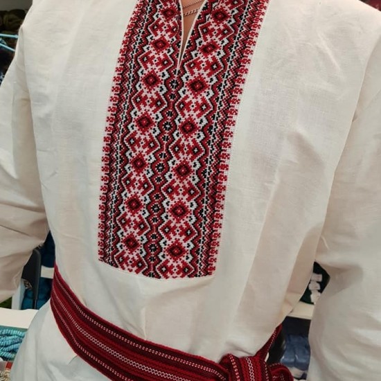 Ukrainian hand embroidered linen shirt for men Ethnic cross stitch black red embroidery Folk wedding vyshivanka costume Christmas gift Ukrainian hand embroidered linen shirt for men Ethnic cross stitch black red embroidery Folk wedding vyshivanka costume Christmas gift