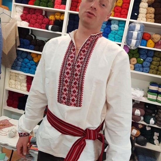 Ukrainian hand embroidered linen shirt for men Ethnic cross stitch black red embroidery Folk wedding vyshivanka costume Christmas gift Ukrainian hand embroidered linen shirt for men Ethnic cross stitch black red embroidery Folk wedding vyshivanka costume Christmas gift