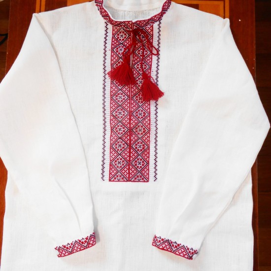 Ukrainian hand embroidered white shirt for boy Ethnic cross stitch red black embroidery Slavic carpathian folk costume Christmas gift kid Ukrainian hand embroidered white shirt for boy Ethnic cross stitch red black embroidery Slavic carpathian folk costume Christmas gift kid