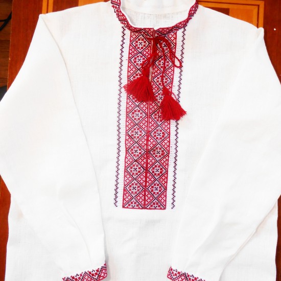 Ukrainian hand embroidered white shirt for boy Ethnic cross stitch red black embroidery Slavic carpathian folk costume Christmas gift kid Ukrainian hand embroidered white shirt for boy Ethnic cross stitch red black embroidery Slavic carpathian folk costume Christmas gift kid