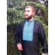 Hand embroidered linen shirt Black organic shirt for men Ethnic ukrainian embroidery Blue cross stitch Slavic costume Christmas gift Hand embroidered linen shirt Black organic shirt for men Ethnic ukrainian embroidery Blue cross stitch Slavic costume Christmas gift