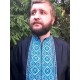 Hand embroidered linen shirt Black organic shirt for men Ethnic ukrainian embroidery Blue cross stitch Slavic costume Christmas gift Hand embroidered linen shirt Black organic shirt for men Ethnic ukrainian embroidery Blue cross stitch Slavic costume Christmas gift