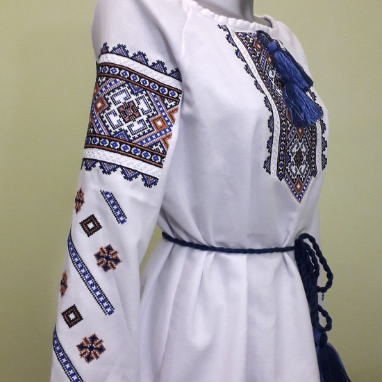 Ukrainian embroidered blouse for women Slavic blue & olive embroidery White ethnic wedding costume Folk outfit for lady Easter gift Ukrainian embroidered blouse for women Slavic blue & olive embroidery White ethnic wedding costume Folk outfit for lady Easter gift
