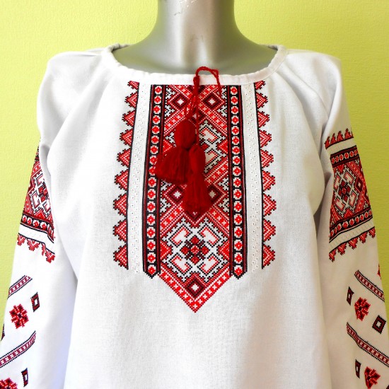 Ukrainian embroidered blouse for women Slavic red black embroidery White ethnic wedding costume Folk outfit for lady Christmas gift Ukrainian embroidered blouse for women Slavic red black embroidery White ethnic wedding costume Folk outfit for lady Christmas gift