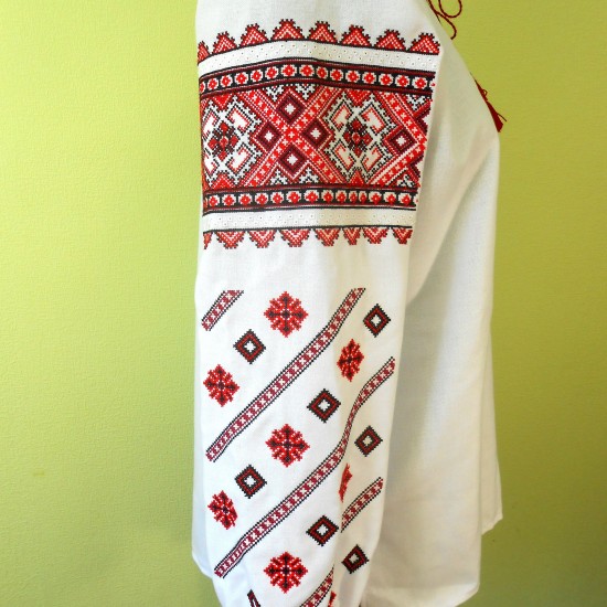 Ukrainian embroidered blouse for women Slavic red black embroidery White ethnic wedding costume Folk outfit for lady Christmas gift Ukrainian embroidered blouse for women Slavic red black embroidery White ethnic wedding costume Folk outfit for lady Christmas gift