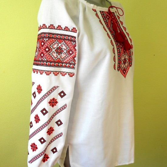 Ukrainian embroidered blouse for women Slavic red black embroidery White ethnic wedding costume Folk outfit for lady Christmas gift Ukrainian embroidered blouse for women Slavic red black embroidery White ethnic wedding costume Folk outfit for lady Christmas gift