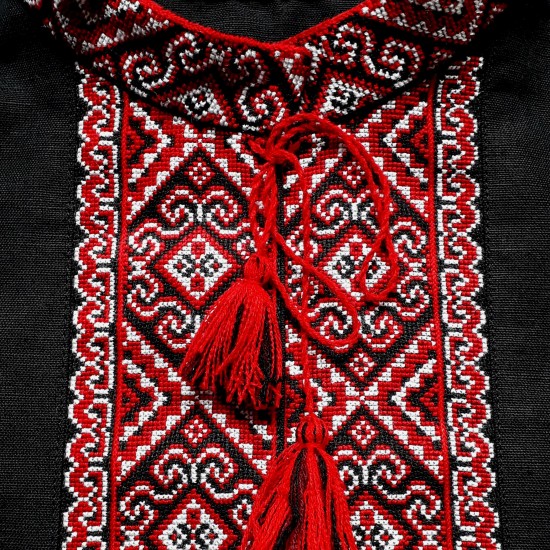 Black hand embroidered linen shirt for men Cossack folk shirt Ethnic ukrainian embroidery Red cross stitch Slavic Christmas gift Black hand embroidered linen shirt for men Cossack folk shirt Ethnic ukrainian embroidery Red cross stitch Slavic Christmas gift