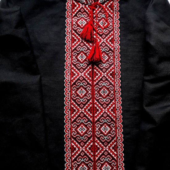Black hand embroidered linen shirt for men Cossack folk shirt Ethnic ukrainian embroidery Red cross stitch Slavic Christmas gift Black hand embroidered linen shirt for men Cossack folk shirt Ethnic ukrainian embroidery Red cross stitch Slavic Christmas gift