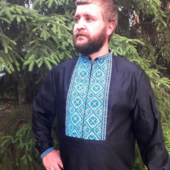 Black hand embroidered linen shirt for men Cossack folk shirt Ethnic ukrainian embroidery Red cross stitch Slavic Christmas gift Black hand embroidered linen shirt for men Cossack folk shirt Ethnic ukrainian embroidery Red cross stitch Slavic Christmas gift