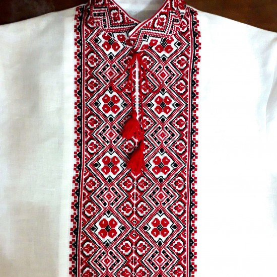 Ukrainian custom embroidered shirt for men White linen wedding costume Slavic red black cross stitch embroidery Ethnic Christmas gift Ukrainian custom embroidered shirt for men White linen wedding costume Slavic red black cross stitch embroidery Ethnic Christmas gift