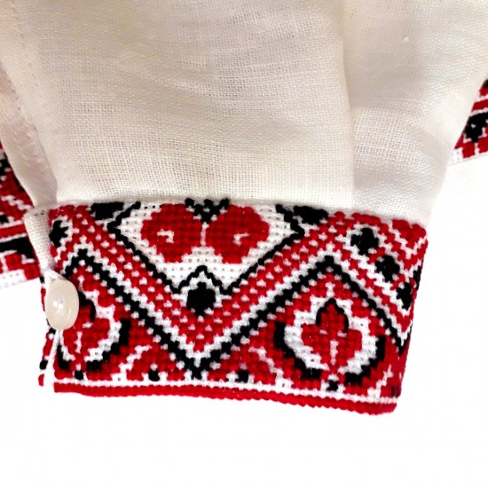 Ukrainian custom embroidered shirt for men White linen wedding costume Slavic red black cross stitch embroidery Ethnic Christmas gift Ukrainian custom embroidered shirt for men White linen wedding costume Slavic red black cross stitch embroidery Ethnic Christmas gift