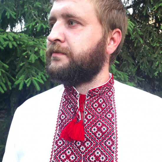Ukrainian hand embroidered shirt for men White Slavic wedding costume Red & black cross stitch embroidery Ethnic Christmas gift Ukrainian hand embroidered shirt for men White Slavic wedding costume Red & black cross stitch embroidery Ethnic Christmas gift