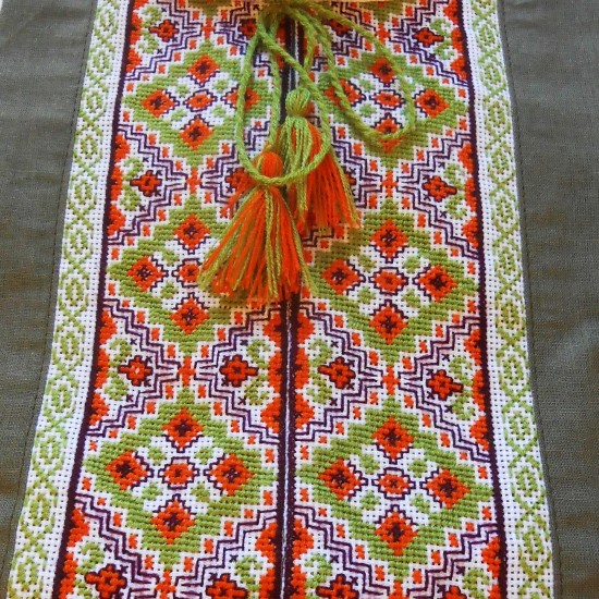 Ukrainian hand embroidered shirt with short sleeves Green orange Cross stitch embroidery Organic linen shirt for men Christmas gift Ukrainian hand embroidered shirt with short sleeves Green orange Cross stitch embroidery Organic linen shirt for men Christmas gift