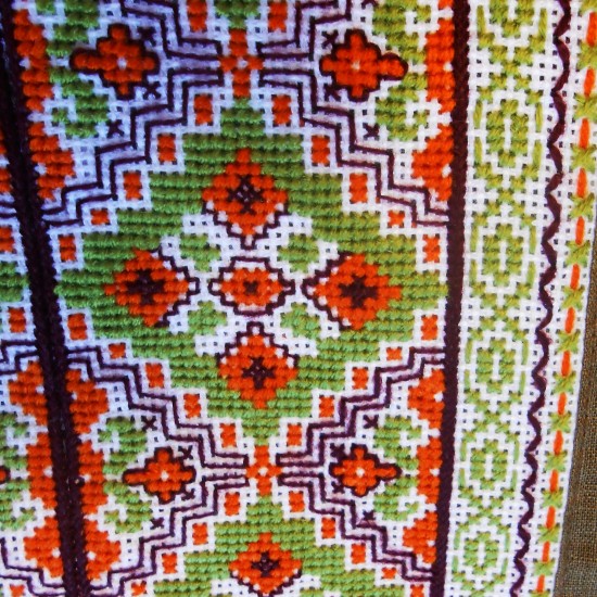 Ukrainian hand embroidered shirt with short sleeves Green orange Cross stitch embroidery Organic linen shirt for men Christmas gift Ukrainian hand embroidered shirt with short sleeves Green orange Cross stitch embroidery Organic linen shirt for men Christmas gift