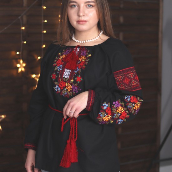 Romanian embroidered blouse for women Ukrainian ethnic vyshivanka with roses Organic cotton Black slavic costume Folk Easter gift Romanian embroidered blouse for women Ukrainian ethnic vyshivanka with roses Organic cotton Black slavic costume Folk Easter gift
