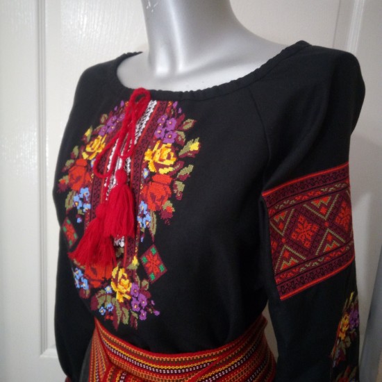 Romanian embroidered blouse for women Ukrainian ethnic vyshivanka with roses Organic cotton Black slavic costume Folk Easter gift Romanian embroidered blouse for women Ukrainian ethnic vyshivanka with roses Organic cotton Black slavic costume Folk Easter gift